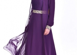 SEFAMERVE Women’s Guipure Detailed Chiffon Islamic Clothing Evening Dress