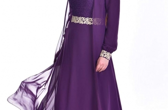 SEFAMERVE Women’s Guipure Detailed Chiffon Islamic Clothing Evening Dress