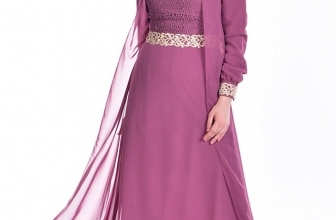 SEFAMERVE Women’s Guipure Detailed Chiffon Islamic Clothing Evening Dress