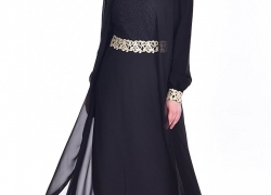 SEFAMERVE Women’s Guipure Detailed Chiffon Islamic Clothing Evening Dress