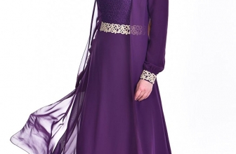 SEFAMERVE Women’s Guipure Detailed Chiffon Islamic Clothing Evening Dress