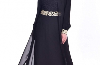 SEFAMERVE Women’s Guipure Detailed Chiffon Islamic Clothing Evening Dress