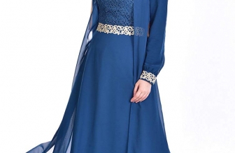 SEFAMERVE Women’s Guipure Detailed Chiffon Islamic Clothing Evening Dress