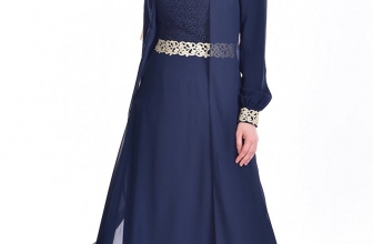 SEFAMERVE Women’s Guipure Detailed Chiffon Islamic Clothing Evening Dress