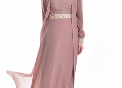 SEFAMERVE Women’s Guipure Detailed Chiffon Islamic Clothing Evening Dress SEFAMERVE