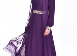 SEFAMERVE Women’s Guipure Detailed Chiffon Islamic Clothing Evening Dress SEFAMERVE