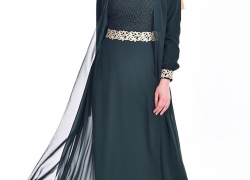 SEFAMERVE Women’s Guipure Detailed Chiffon Islamic Clothing Evening Dress SEFAMERVE