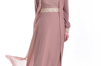 SEFAMERVE Women’s Guipure Detailed Chiffon Islamic Clothing Evening Dress