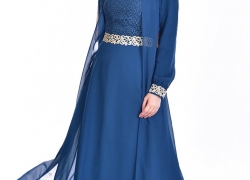 SEFAMERVE Women’s Guipure Detailed Chiffon Islamic Clothing Evening Dress SEFAMERVE