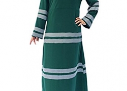 Sheng Xi Women’s Islamic Striped Fitted Long Sleeve Long Midi Dress Sheng XiWomen