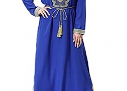 Sheng Xi Women’s Muslim Abaya Buckle Sequin Splice Party Stylish Long Dress Sheng XiWomen