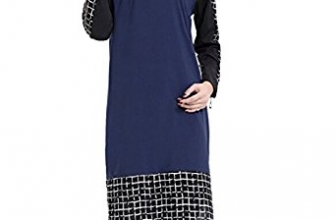 Sheng Xi Women’s Stitching Loose Long Sleeve Islamic Pencil Dress Sheng XiWomen