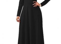 Speedle Womens Cowl Neck Long Sleeve Muslim Islamic Abayas Solid Color Maxi Dress