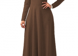 Speedle Womens Cowl Neck Long Sleeve Muslim Islamic Abayas Solid Color Maxi Dress
