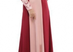 SportsX Womens Stitch Long Sleeve Turkey Muslim Abaya Dress