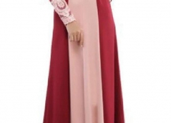 SportsX Womens Stitch Long Sleeve Turkey Muslim Abaya Dress