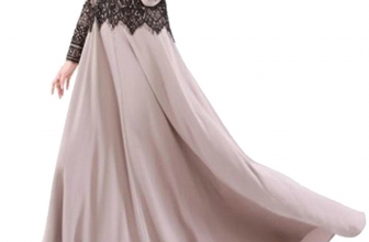 SYTX Womens Muslim Lace Trim Long Sleeve Swing Abaya Kaftan Maxi Dress