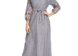 UAime Women Maxi Long Casual Autumn Dress Kaftan Abaya Islamic Muslim Robe Floral Printing Shirt Long Sleeve Dress hijabers