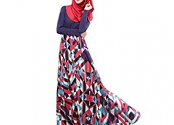 Weixinbuy Islamic Muslim Abaya Women Floral Maxi Partywear Dresses Weixinbuy