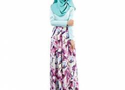 Weixinbuy Islamic Muslim Abaya Women Floral Maxi Partywear Dresses Weixinbuy