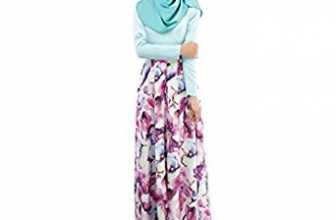 Weixinbuy Islamic Muslim Abaya Women Floral Maxi Partywear Dresses Weixinbuy