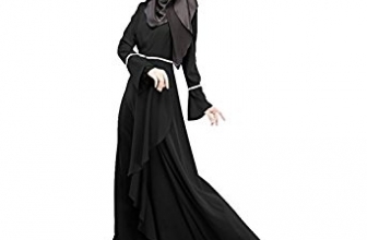 Weixinbuy Women Kaftan Islamic Lotus Leaf Maxi Dress Weixinbuy