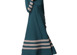 Women Dress, Muslim Islamic Striped Print Plus Size Middle East Long Maxi Dresses