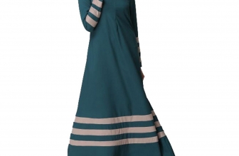 Women Dress, Muslim Islamic Striped Print Plus Size Middle East Long Maxi Dresses