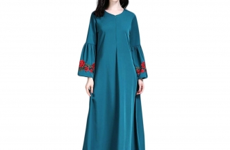 Women Kimono, Muslim Women Islamic Pure Color Embroider Plus Size Middle East Long Dress