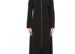 Women Modest Zipper Up Slim fit Long Sleeve Maxi Muslim Abaya Trench Coat Jacket Dress Overcoat