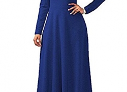 Wowforu Womens Long Sleeve Maxi Fall Winter Swing Dress Cowl Neck Solid Casual Dresses Wowforu