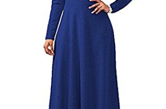 Wowforu Womens Long Sleeve Maxi Fall Winter Swing Dress Cowl Neck Solid Casual Dresses Wowforu