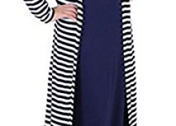 WSPLYSPJY Women’s Casual Stripe Print Muslim Islamic Dress WSPLYSPJY