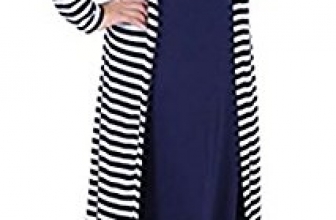 WSPLYSPJY Women’s Casual Stripe Print Muslim Islamic Dress WSPLYSPJY