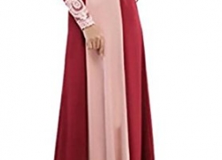 WSPLYSPJY Women’s Lace Kaftan Color Block Islamic Abaya Muslim Dress WSPLYSPJY