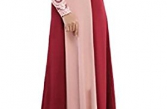 WSPLYSPJY Women’s Lace Kaftan Color Block Islamic Abaya Muslim Dress WSPLYSPJY