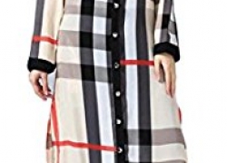WSPLYSPJY Women’s Long Sleeve Plaid Muslim Long Maxi Dress