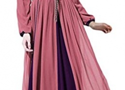 WSPLYSPJY Women’s Summer Muslim Chiffon Long Sleeve Islamic Dress WSPLYSPJY