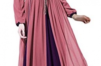 WSPLYSPJY Women’s Summer Muslim Chiffon Long Sleeve Islamic Dress WSPLYSPJY