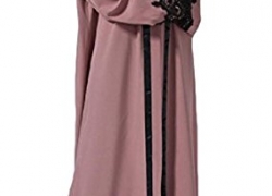 xiaokong Women’s Open Front Lace Splice Muslim Abaya Long Maxi Dress xiaokongWomen