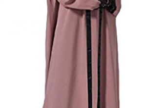 xiaokong Women’s Open Front Lace Splice Muslim Abaya Long Maxi Dress xiaokongWomen