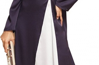 YI HENG MEI Women’s Elegant Modest Muslim Islamic Full Length Color Block Runway Abaya Dress YI HENG MEI