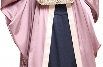 YI HENG MEI Women’s Elegant Modest Muslim Islamic Open Front Rayons Floral Lace Long Abaya Dress,Pink,S YI HENG MEI