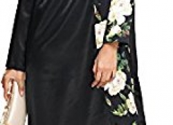 YI HENG MEI Women’s Elegant Modest Muslim Islamic Rayons Full Length Floral Side Split Abaya Dress YI HENG MEI