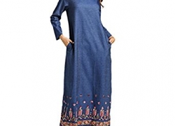 Zhuhaitf Muslims Style Striped Islamic Gown jalabiyas Caftan Kaftan Abaya Maxi Dress Zhuhaitf