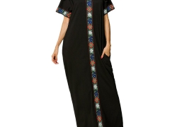Zhuhaitf Summer Muslims Style Abaya Loose Dress Islamic Caftan Kaftans Robe For Women Zhuhaitf
