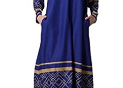 Zimaes Womens Long Sleeve Floral Stylish Islamic Chiffon Maxi Dress Zimaes-Women