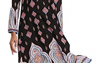 ZYFGfree Women’s Ethnic Print Muslim Long Sleeve Plus Size Long Maxi Dress ZYFGfree-Women